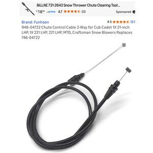 New Craftsman Snow Blower Chute Control 2 Way Cable